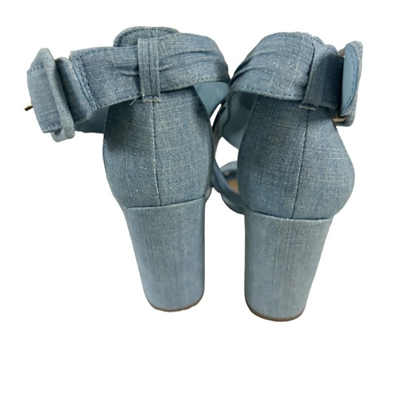 Breckelle’s Dusty Blue Denim Heel Strappy Block Open Toe Pump Shoe SZ 6.5 - Picture 6 of 11